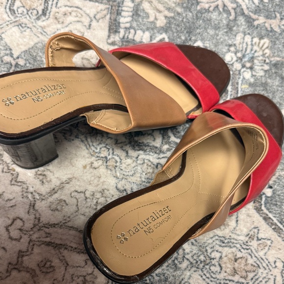 Naturalizer Red and Brown Heeled Sandals - Picture 2 of 7